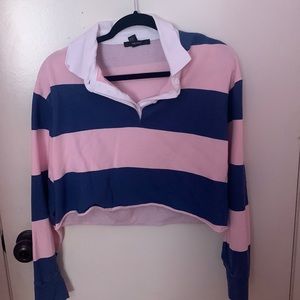 Forever 21 Long Sleeve Cropped Striped Shirt